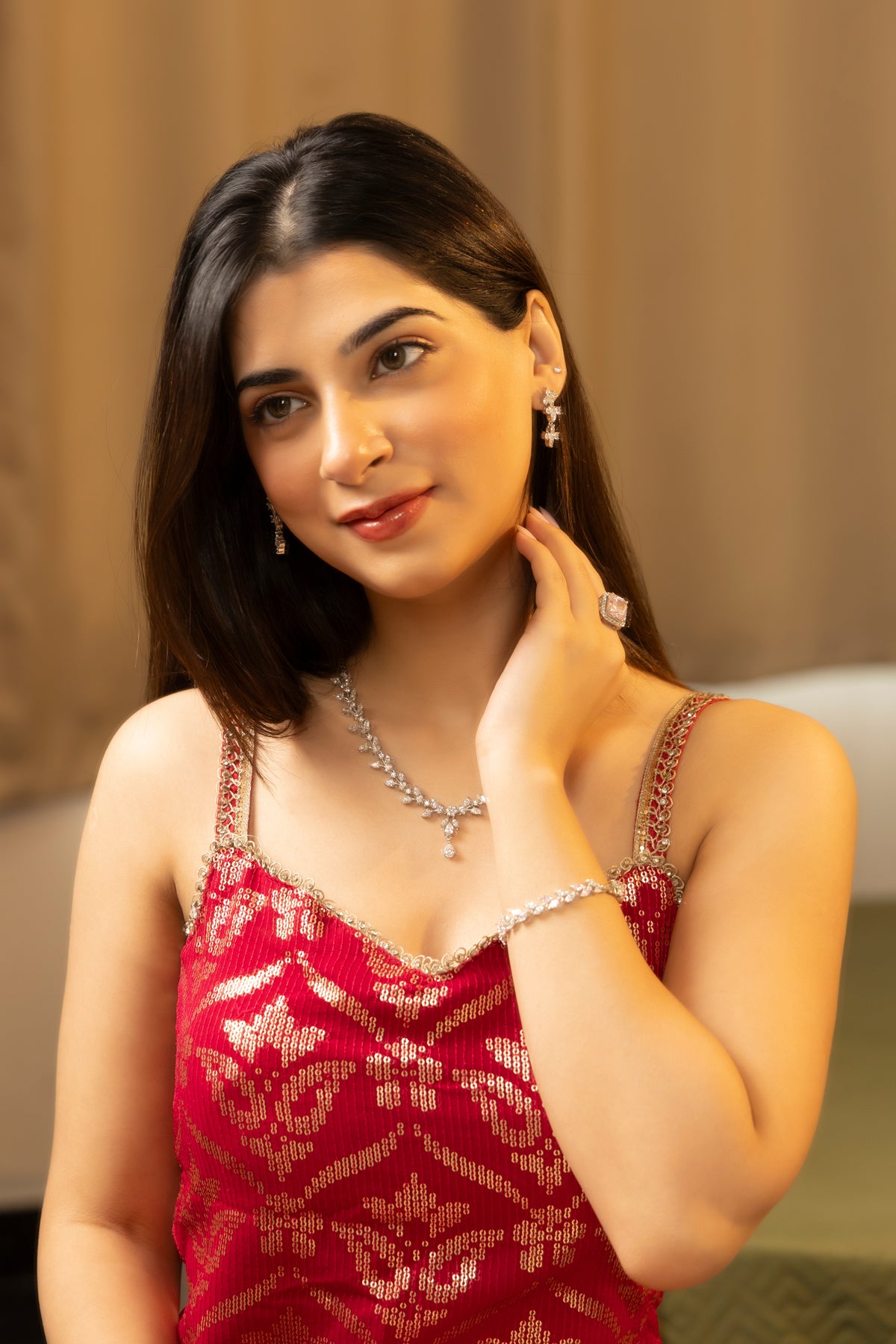 Celeste Leaf Drop Necklace Set