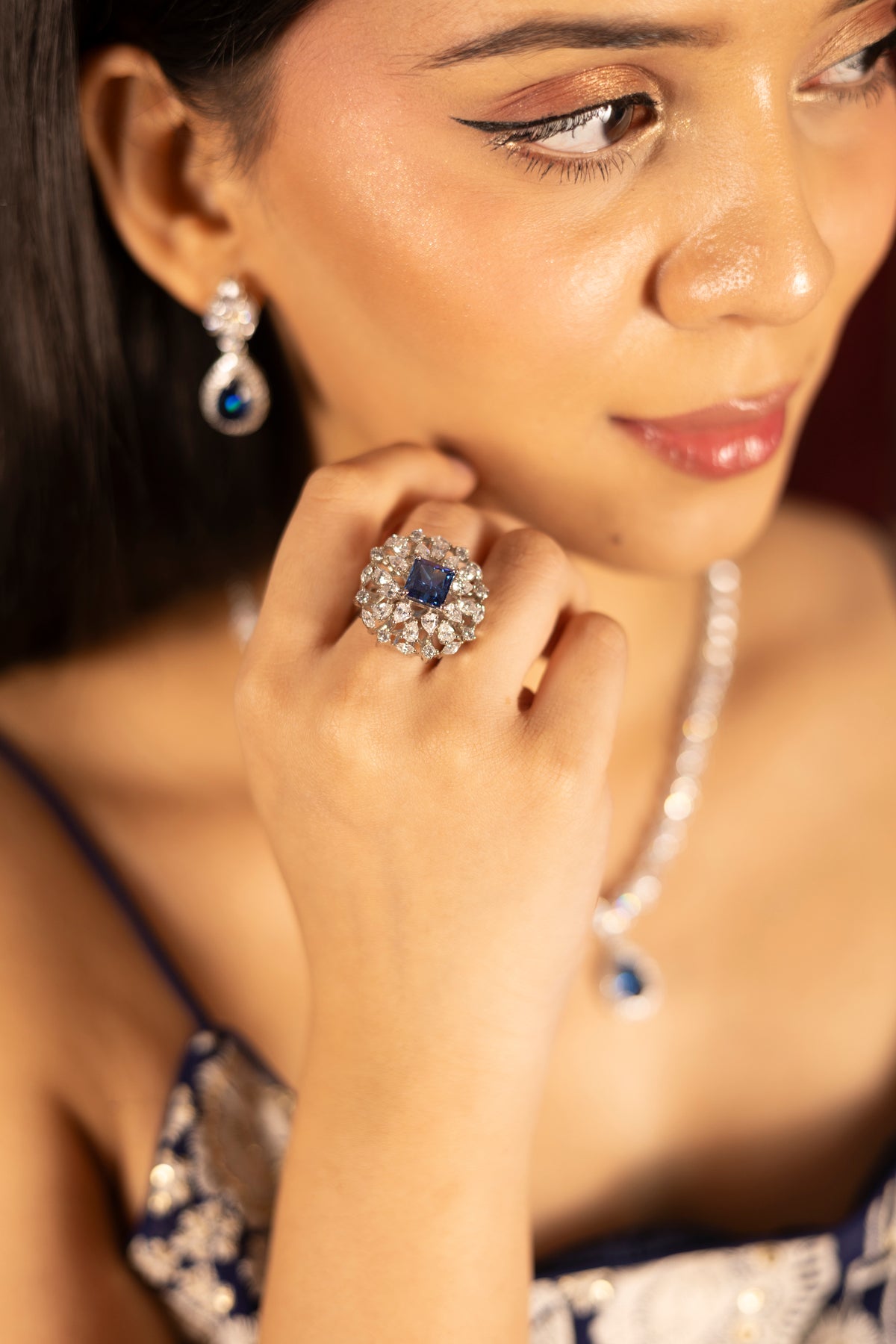 Sapphire Bloom Cocktail Ring