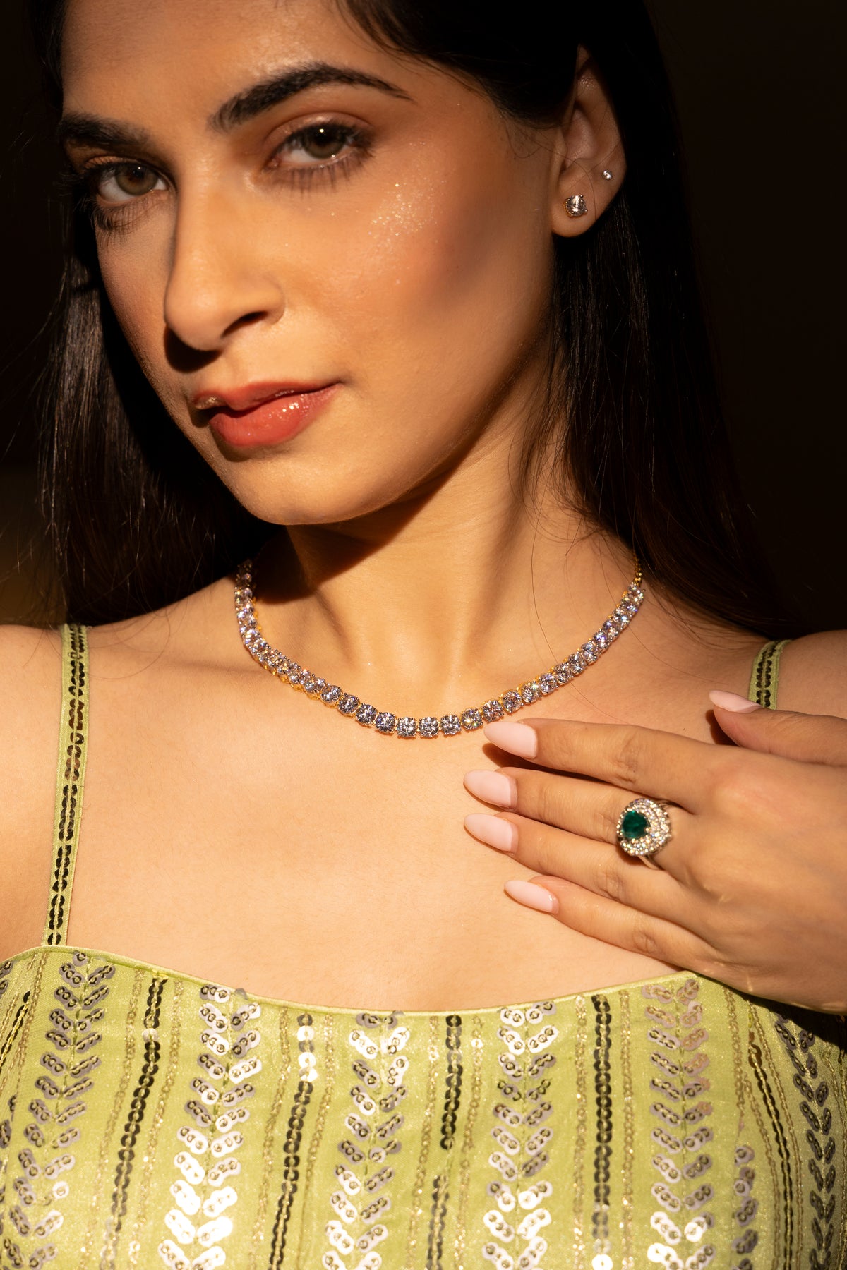 Jovira Round Tennis Necklace Set