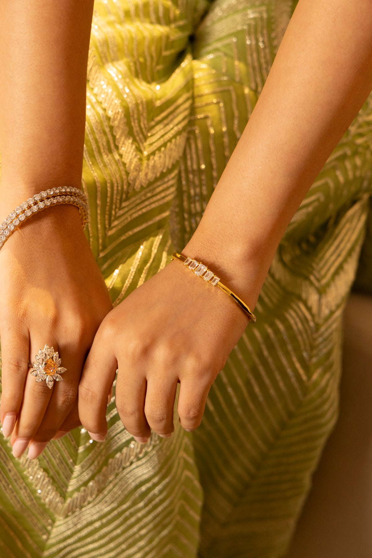 Aurelia Gold Baguette Cuff Bracelet
