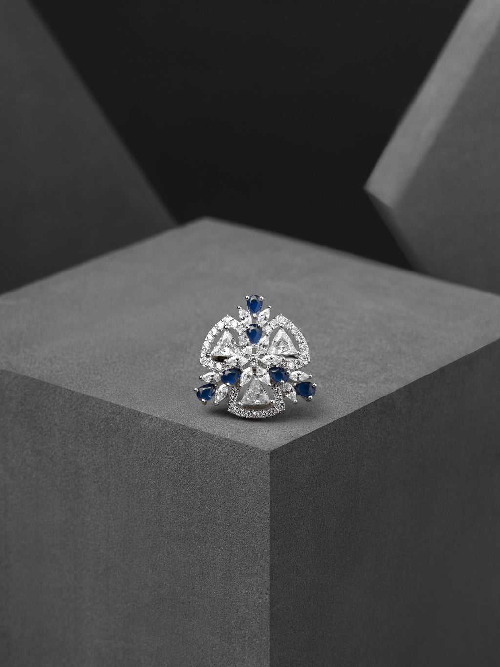 The Celestia Crown Ring - Sapphire Blue