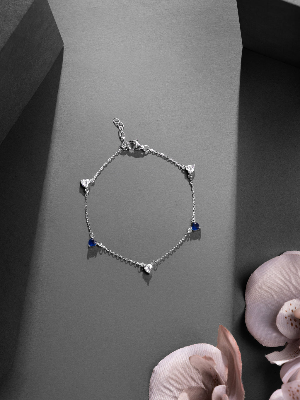 Sapphire & Clear Heart Anklet