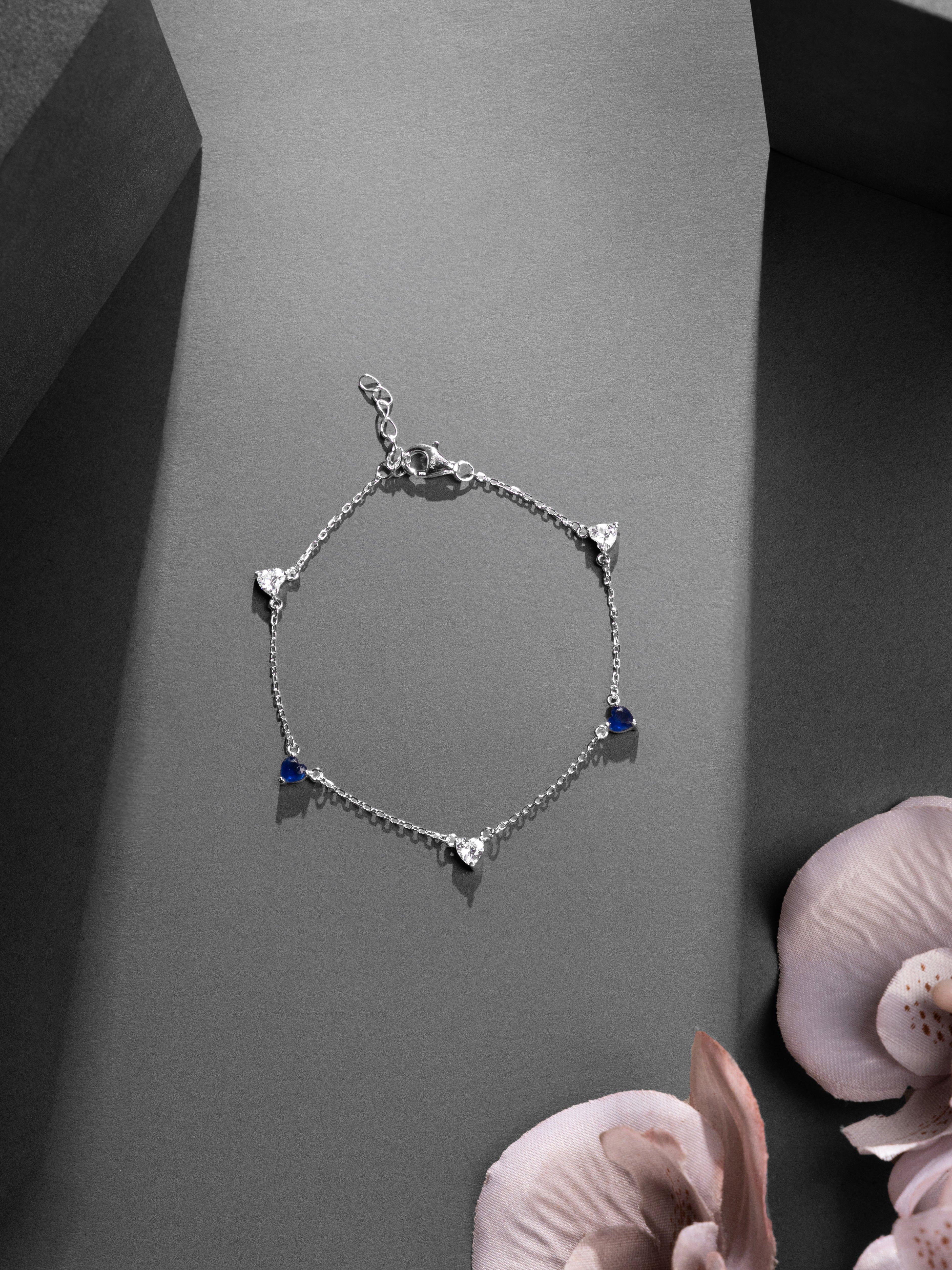 Sapphire & Clear Heart Anklet