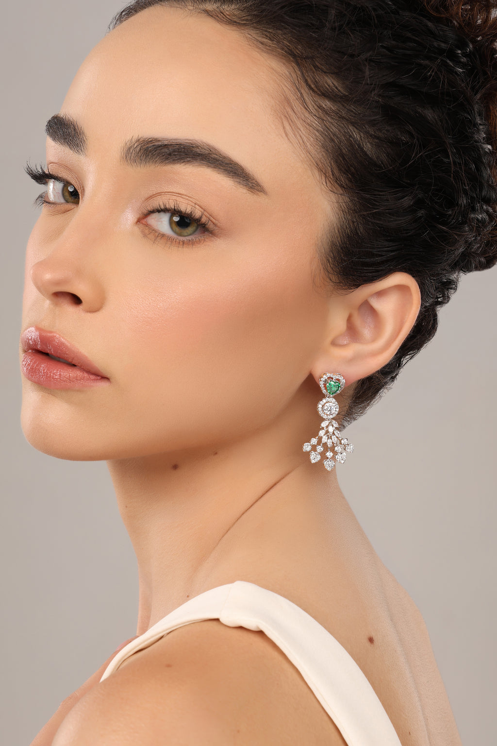 Emerald Heart Chandelier Earrings