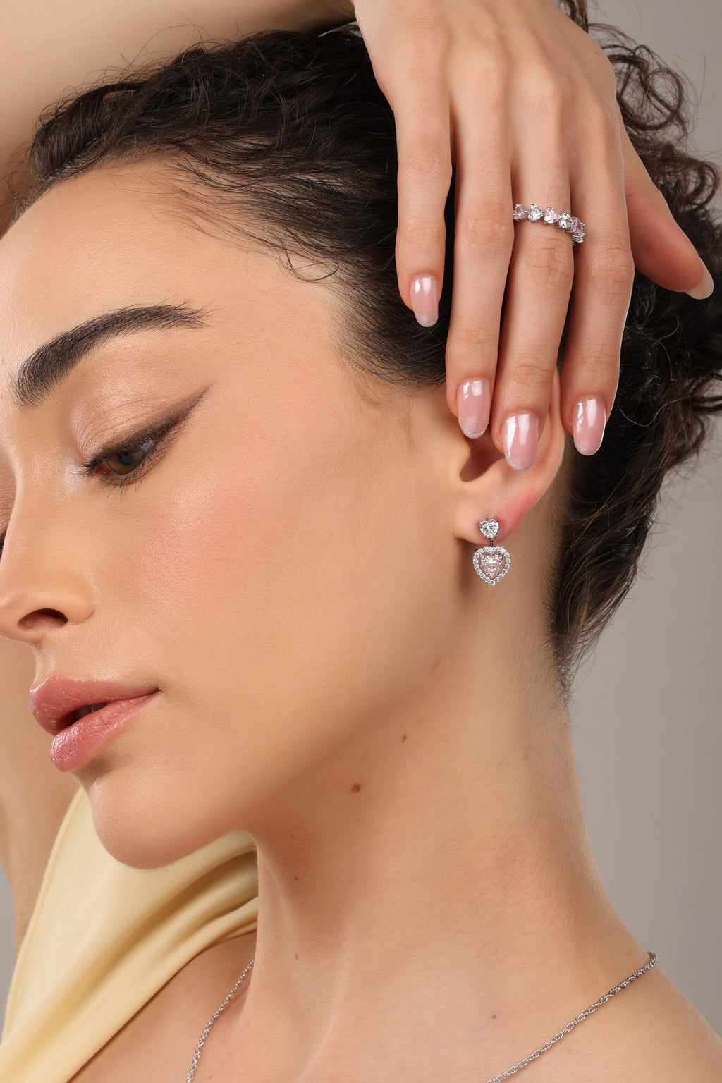 Pink Heart Halo Earrings