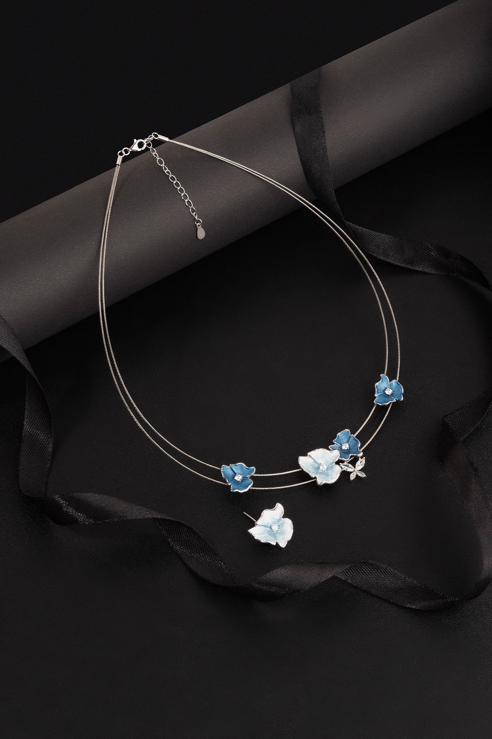 Blue Blossom Necklace Set