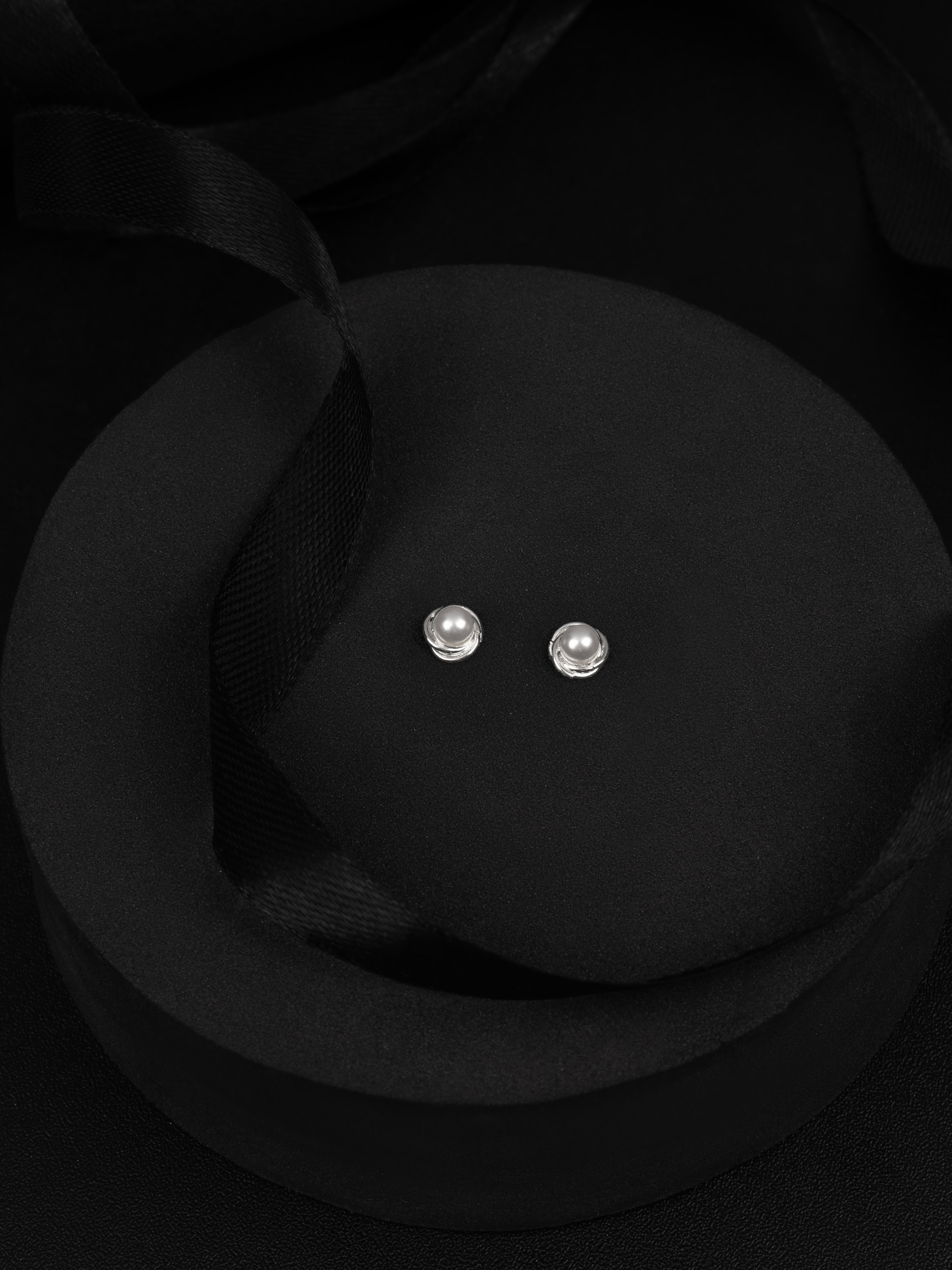 Mini Bezel Pearl Studs