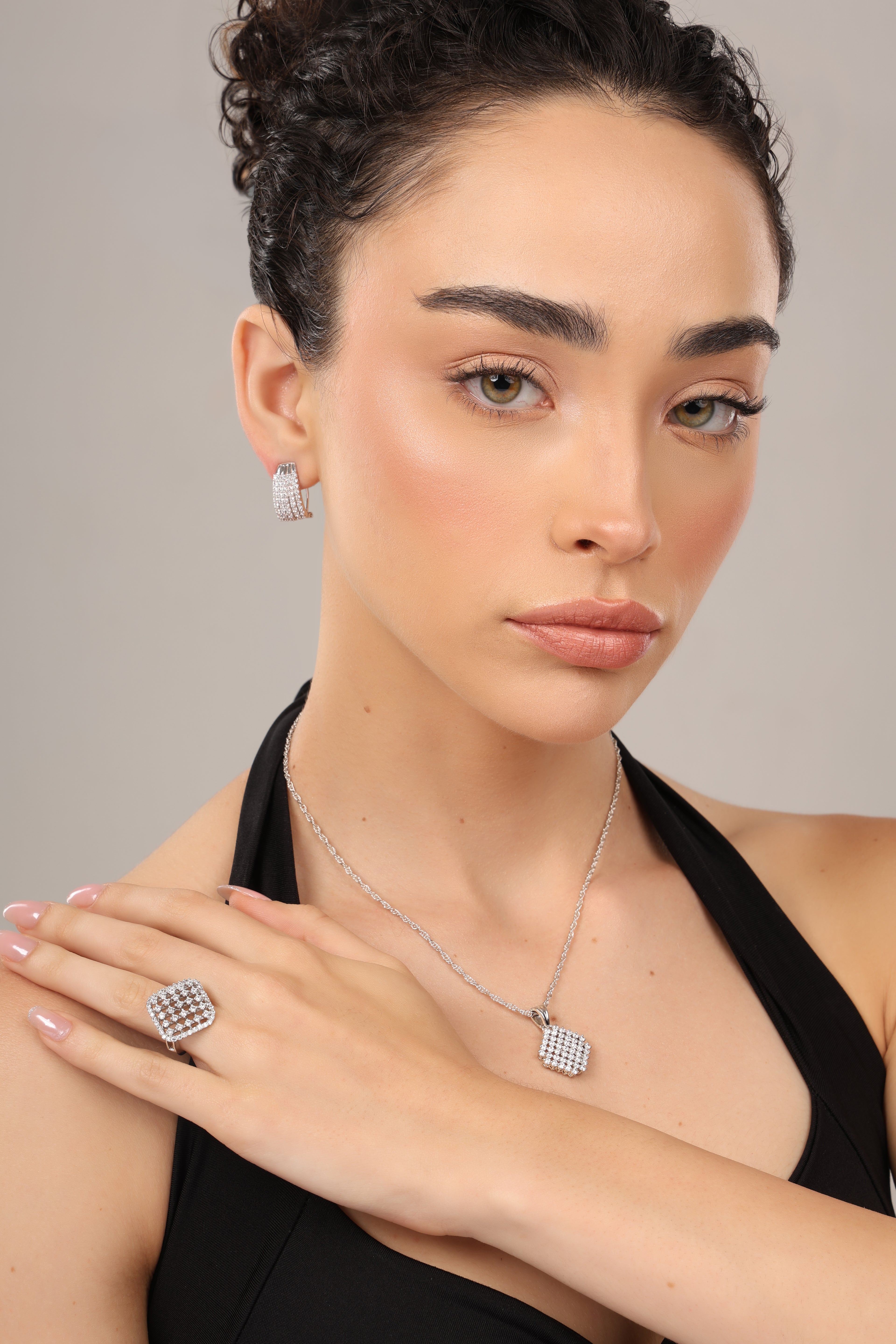 Celeste Multi-Row Pavé Hoop Earrings